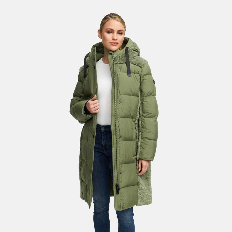 Navahoo Funkelteddy Damen Winter Steppmantel Parka N069 Olive Leaf-Größe XS - Gr. 34