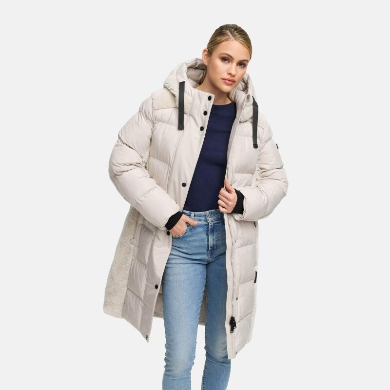 Navahoo Funkelteddy Damen Winter Steppmantel Parka N069 Bone-Größe XS - Gr. 34