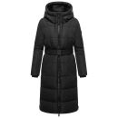 Navahoo Herbstnebel Damen Winter Steppmantel lang N072 Schwarz Größe S - Gr. 36