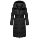 Navahoo Herbstnebel Damen Winter Steppmantel lang N072 Schwarz Größe M - Gr. 38