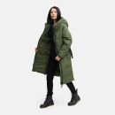 Navahoo Herbstnebel Damen Winter Steppmantel lang N072 Pine Olive  Größe XS - Gr. 34