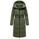 Navahoo Herbstnebel Damen Winter Steppmantel lang N072 Pine Olive  Größe XS - Gr. 34