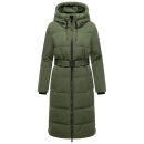 Navahoo Herbstnebel Damen Winter Steppmantel lang N072 Pine Olive  Größe XS - Gr. 34