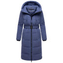 Navahoo Herbstnebel Damen Winter Steppmantel lang N072 Blue Violet Größe S - Gr. 36