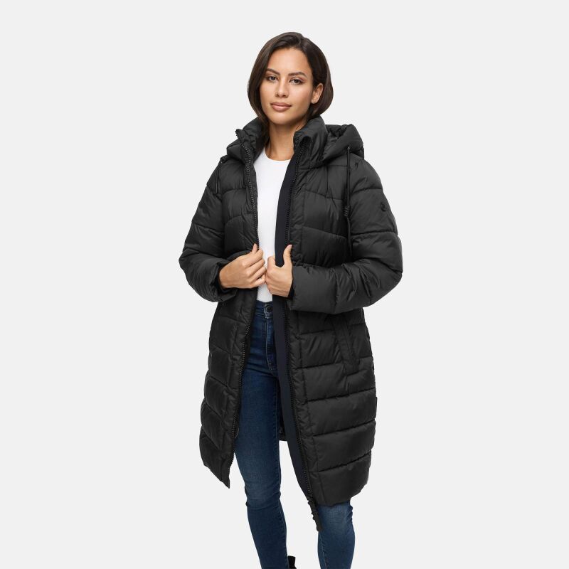 Marikoo Kaltnäschen Damen Winter Steppmantel Jacke N075 Schwarz-Größe XXL - Gr. 44
