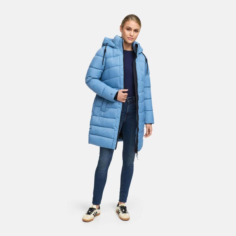 Marikoo Kaltnäschen Damen Winter Steppmantel Jacke N075 Powder Blue-Größe L - Gr. 40