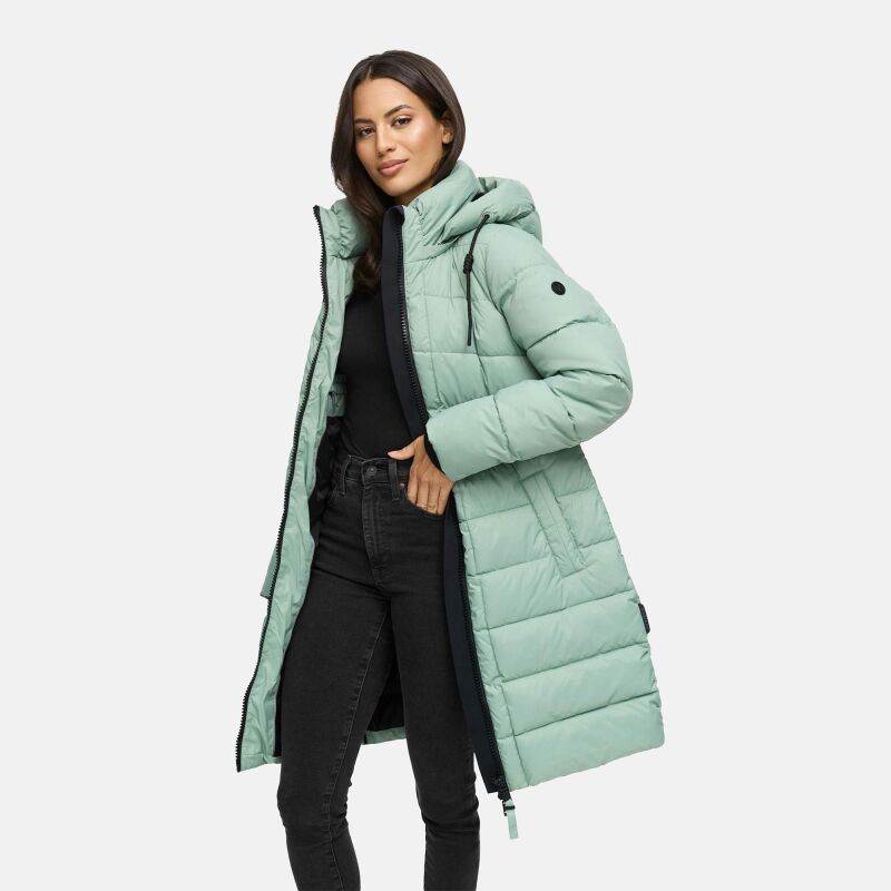 Marikoo Kaltnäschen Damen Winter Steppmantel Jacke N075 Smokey Mint-Größe M - Gr. 38