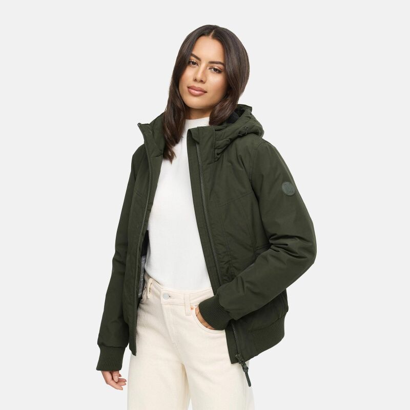 Marikoo Mooni Damen Herbst Caban Jacke N084 Dark Olive Größe M - Gr. 38