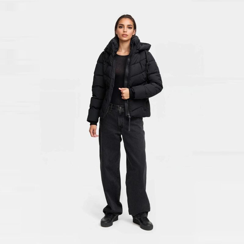 Marikoo Sahnemausii Damen Winter Steppjacke N091 Schwarz Größe S - Gr. 36