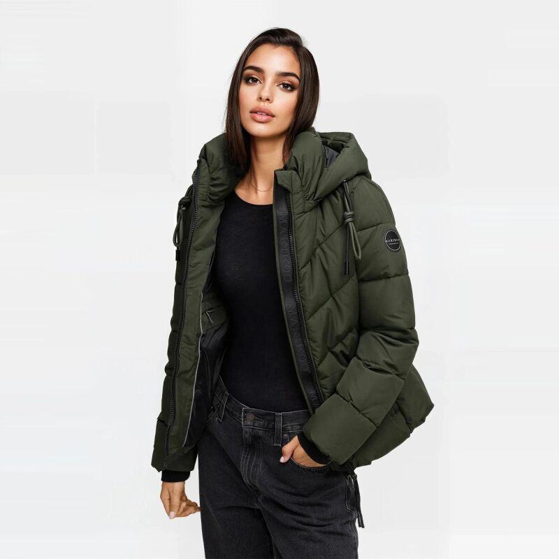 Marikoo Sahnemausii Damen Winter Steppjacke N091 Dark Olive Größe XS - Gr. 34