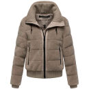 Navahoo Schneepuder Damen Herbst Winter flauschige Teddyfell Jacke gefüttert N093 Light Taupe-Größe S - Gr. 36