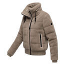 Navahoo Schneepuder Damen Herbst Winter flauschige Teddyfell Jacke gefüttert N093 Light Taupe-Größe S - Gr. 36