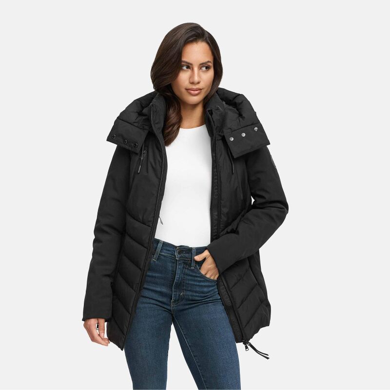 Marikoo Tivaa Damen Herbst Winter Steppjacke N103 Schwarz-Größe XXL - Gr. 44