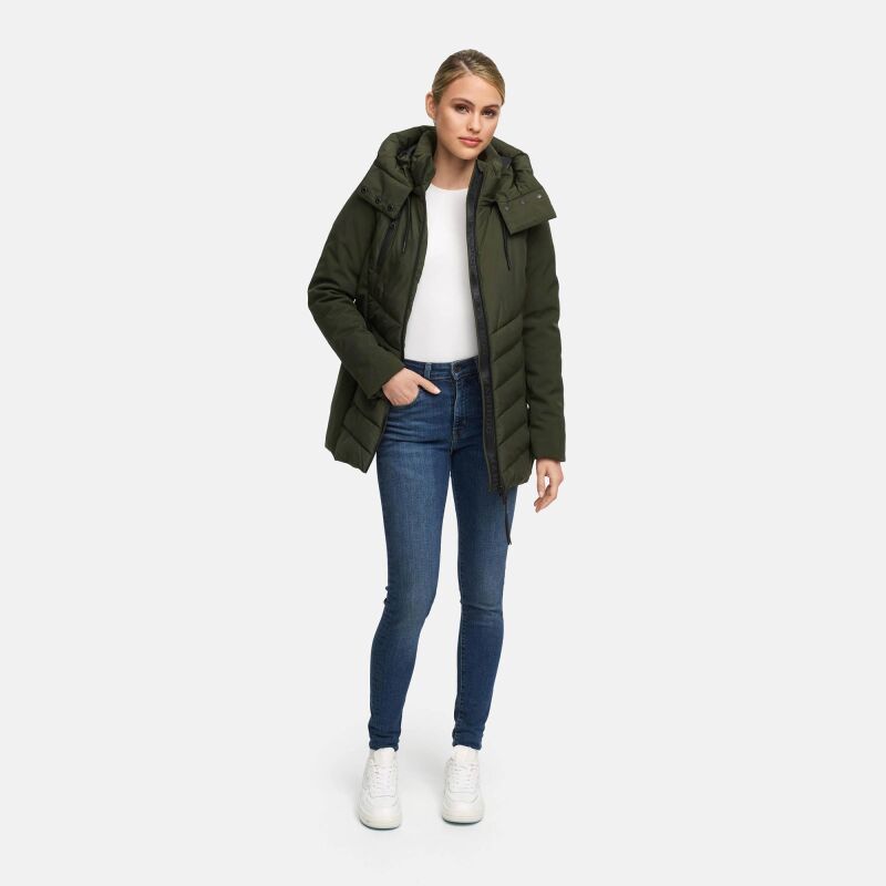 Marikoo Tivaa Damen Herbst Winter Steppjacke N103 Dark Olive-Größe L - Gr. 40