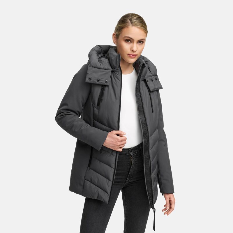 Marikoo Tivaa Damen Herbst Winter Steppjacke N103 Anthrazit-Größe L - Gr. 40