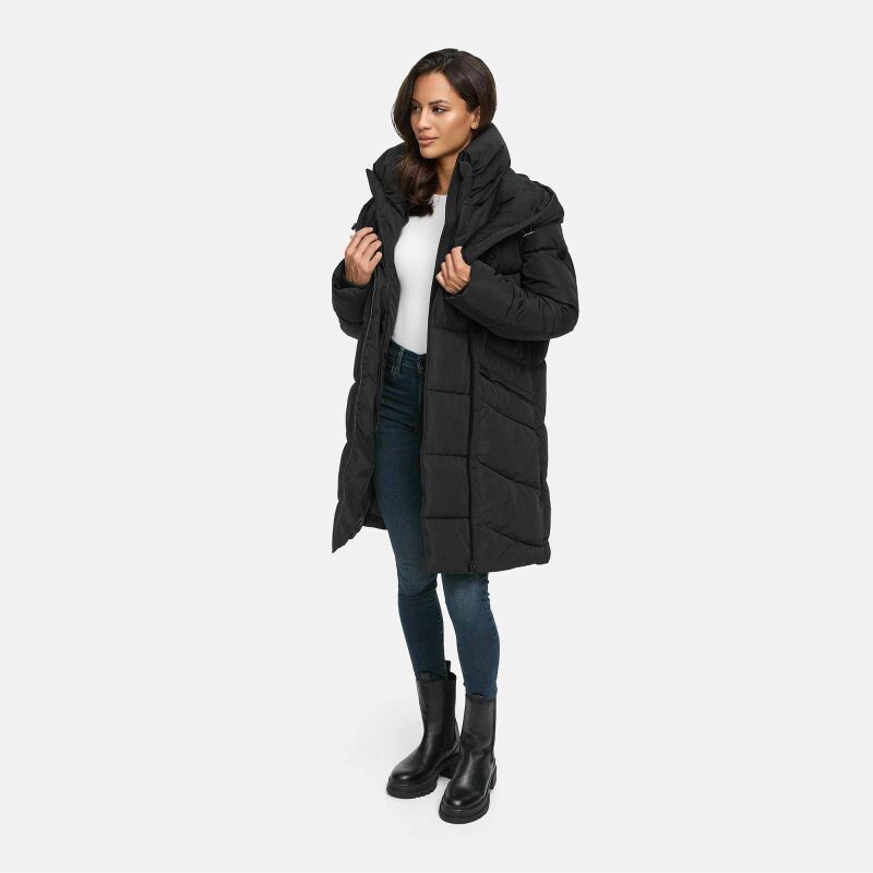 Marikoo Virenaa Damen Winter Steppjacke halblang N106 Schwarz Größe XXL - Gr. 44