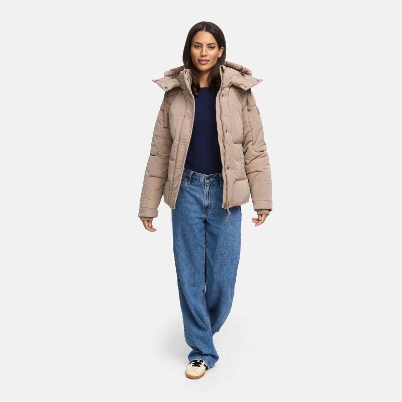 Navahoo Zauberlicht Damen Herbst Winter kurz Steppjacke N115 Taupe Grey Größe XL - Gr. 42