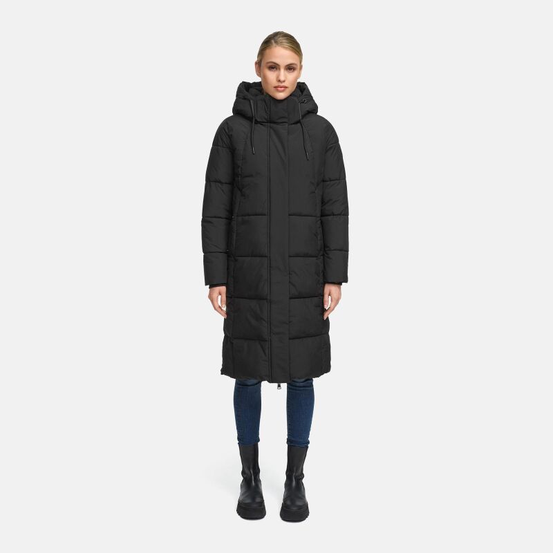 Marikoo Chumanii Damen Herbst Winter Steppmantel Parka lang N057 Schwarz Größe L - Gr.40