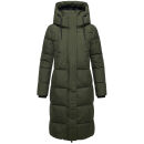 Marikoo Chumanii Damen Herbst Winter Steppmantel Parka lang N057 DarkOlive Größe XXXL - Gr.46