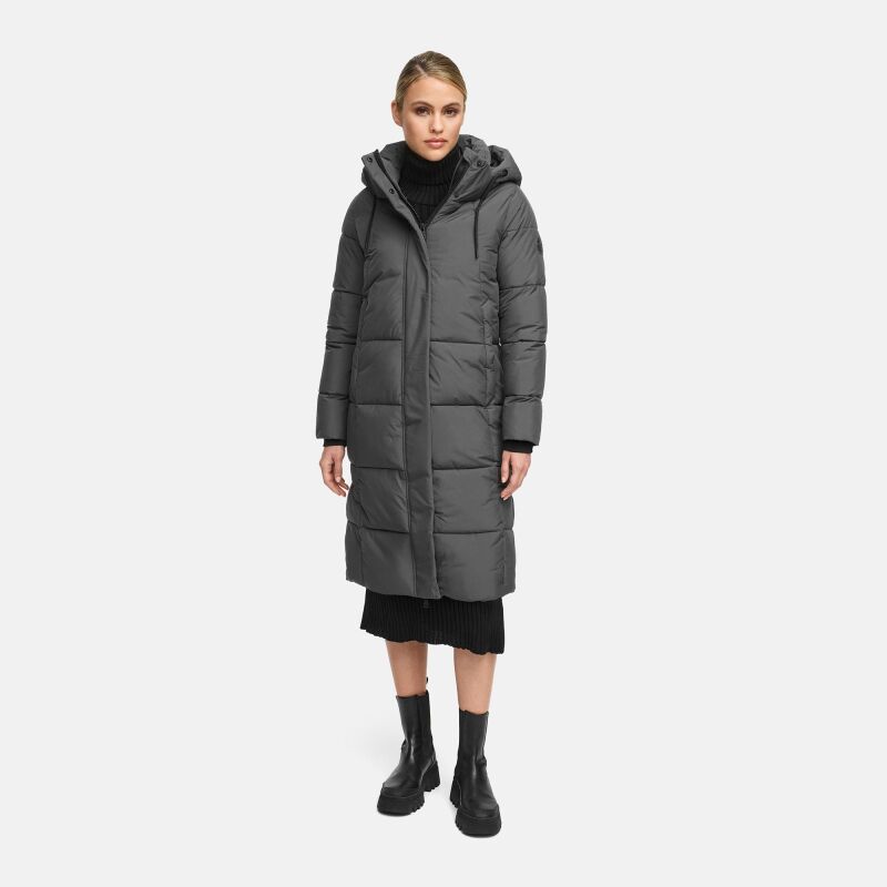 Marikoo Chumanii Damen Herbst Winter Steppmantel Parka lang N057 Anthracite Größe XS - Gr.34