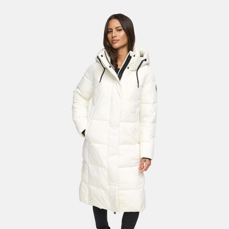 Marikoo Chumanii Damen Herbst Winter Steppmantel Parka lang N057 Offwhite Größe S - Gr.36