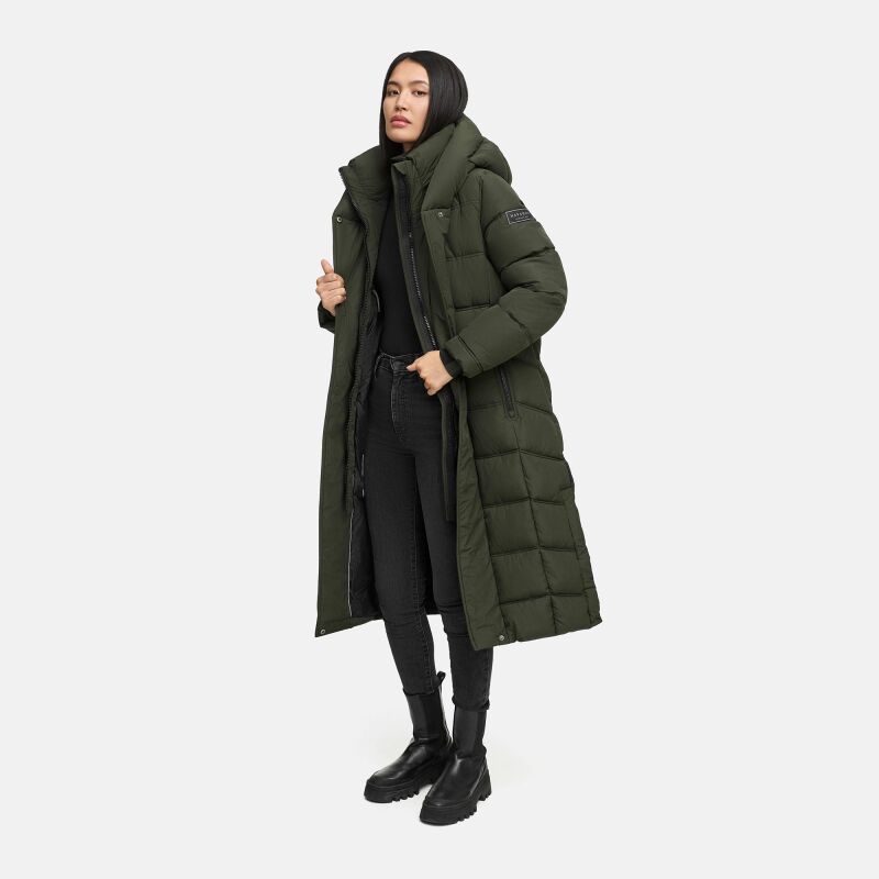 Navahoo Engelsfeder Damen Winter Parka Steppmantel N064 DarkOlive Größe M - Gr.38