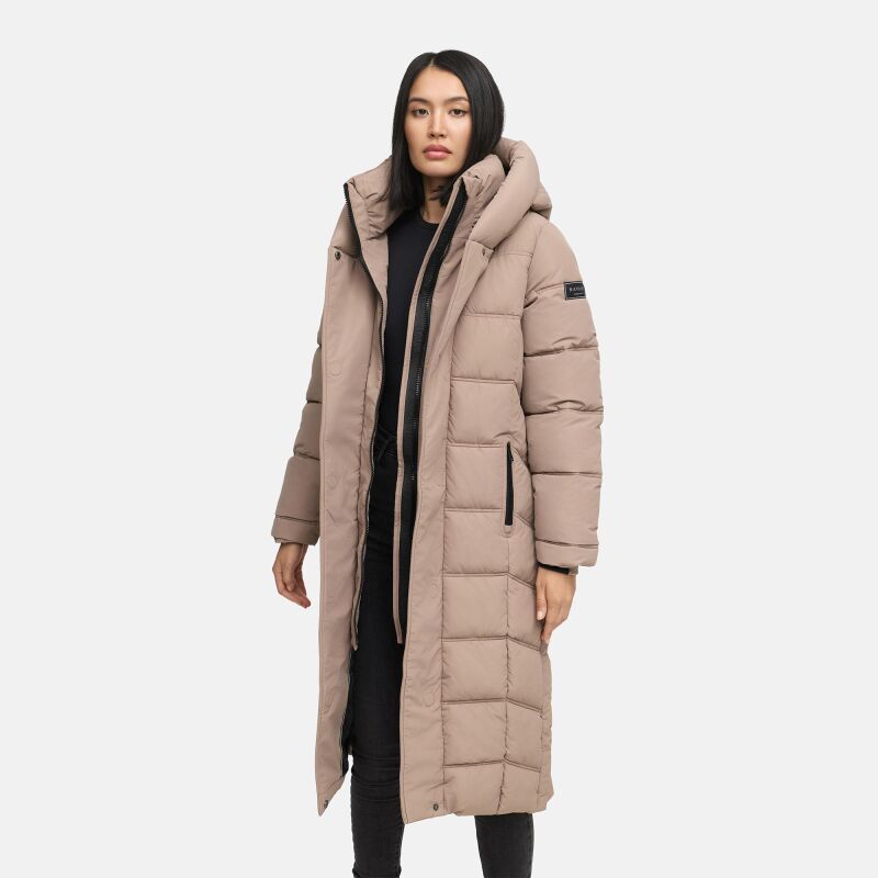 Navahoo Engelsfeder Damen Winter Parka Steppmantel N064 TaupeGrey Größe XL - Gr.42