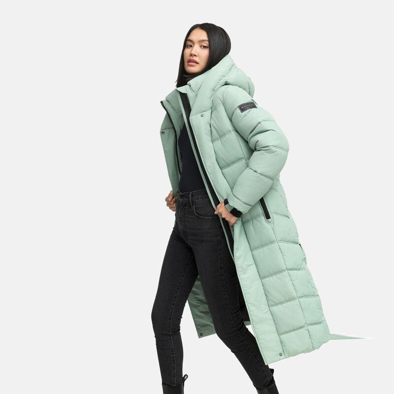 Navahoo Engelsfeder Damen Winter Parka Steppmantel N064 SmokeyMint Größe S - Gr.36