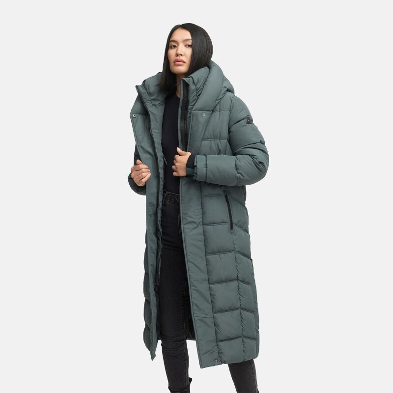 Navahoo Engelsfeder Damen Winter Parka Steppmantel N064 StoneGreen Größe S - Gr.36