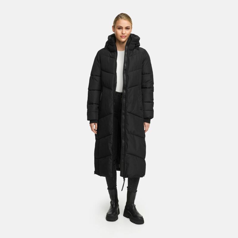 Marikoo Firella Damen Winter Steppmantel Winterjacke Parka N065 Schwarz-Größe L - Gr. 40