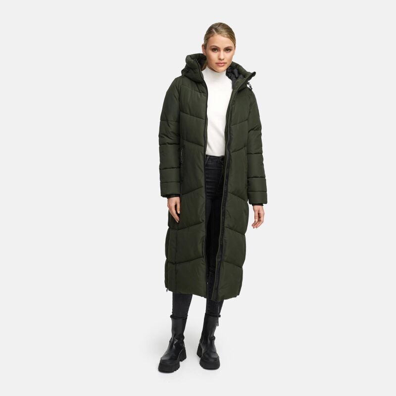 Marikoo Firella Damen Winter Steppmantel Winterjacke Parka N065 DarkOlive-Größe M - Gr. 38