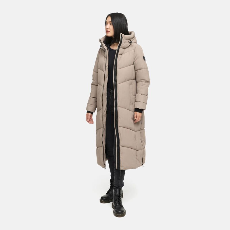 Marikoo Firella Damen Winter Steppmantel Winterjacke Parka N065 TaupeGrey-Größe M - Gr. 38