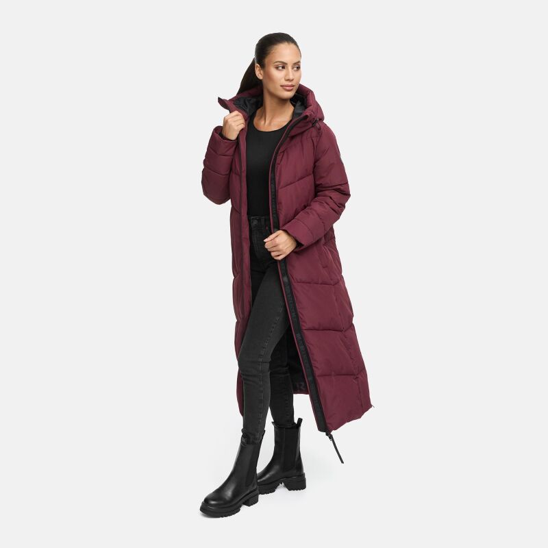Marikoo Firella Damen Winter Steppmantel Winterjacke Parka N065 Wine-Größe S - Gr. 36