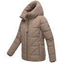 Marikoo Kuschelnasee Damen Herbst Winter Steppjacke N076 TaupeGrey-Größe S - Gr. 36