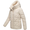 Marikoo Kuschelnasee Damen Herbst Winter Steppjacke N076 Cream-Größe XS - Gr. 34