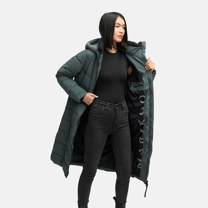 Marikoo Lanitaa Damen Winter Steppmantel Parka N079 StoneGreen Größe XS - Gr.34