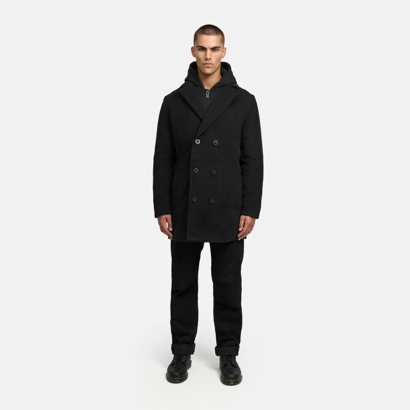 Stone Harbour Darioon Herren Mantel gefüttert in Wollmantel Optik B766 Schwarz Größe M - Gr. M