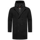 Stone Harbour Darioon Herren Mantel gefüttert in Wollmantel Optik B766 Schwarz Größe M - Gr. M
