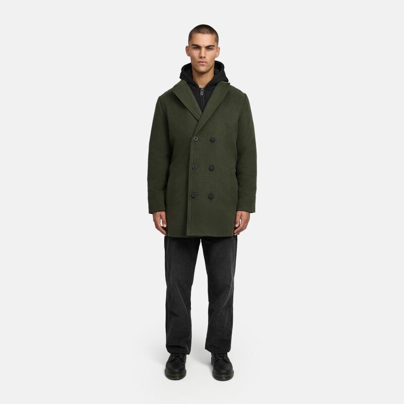 Stone Harbour Darioon Herren Mantel gefüttert in Wollmantel Optik B766 Dark Olive Größe XL - Gr. XL