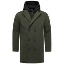 Stone Harbour Darioon Herren Mantel gefüttert in Wollmantel Optik B766 Dark Olive Größe XL - Gr. XL