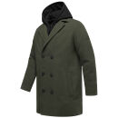Stone Harbour Darioon Herren Mantel gefüttert in Wollmantel Optik B766 Dark Olive Größe XL - Gr. XL