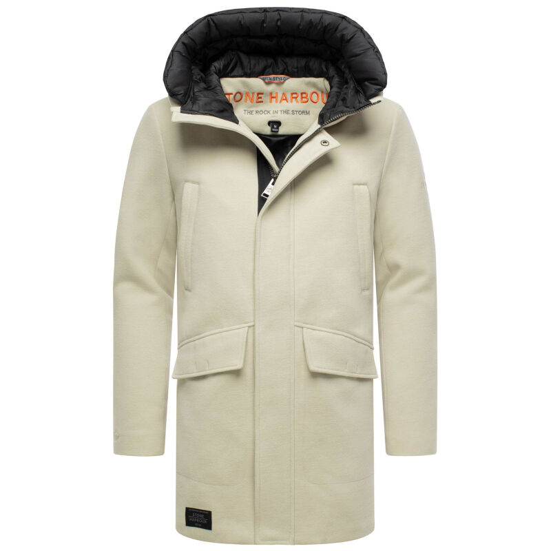 Stone Harbour Fenroos Herren Winter Mantel gefüttert in Wollmantel Optik B768 Arctic Grey Größe L - Gr. L