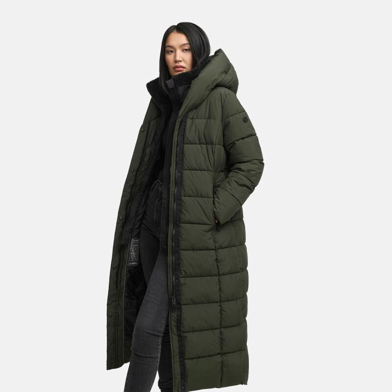 Marikoo Pakoraa Damen Winter Steppmantel Parka N088 DarkOlive Größe S - Gr.36