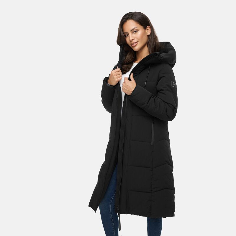 Navahoo Schokokuss Damen Winter Steppmantel N094 Schwarz-Größe S - Gr. 36