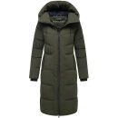 Navahoo Schokokuss Damen Winter Steppmantel N094 DarkOlive-Größe S - Gr. 36
