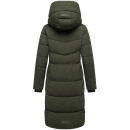 Navahoo Schokokuss Damen Winter Steppmantel N094 DarkOlive-Größe S - Gr. 36