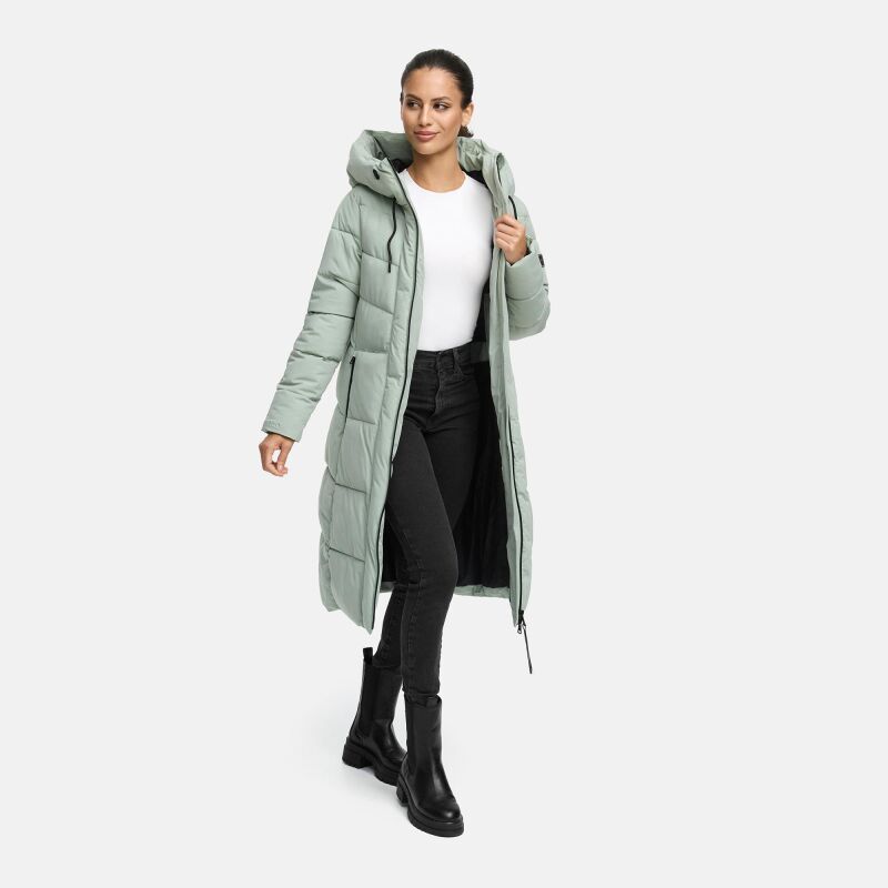 Navahoo Schokokuss Damen Winter Steppmantel N094 SmokeyMint-Größe XL - Gr. 42