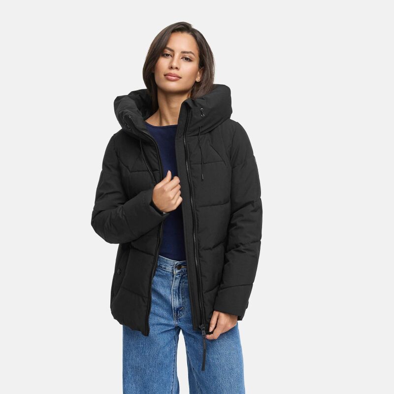 Marikoo Kuscheltatze Damen Winter Steppjacke N077 Schwarz-Größe XL - Gr. 42