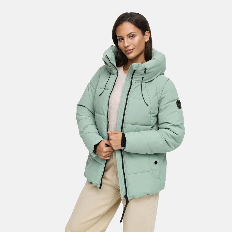Marikoo Kuscheltatze Damen Winter Steppjacke N077 Smokey Mint-Größe L - Gr. 40