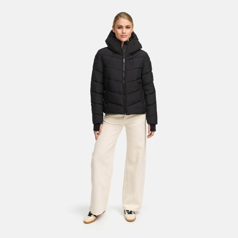 Marikoo Yukanii Damen Winterjacke Steppjacke kurz N114 Schwarz-Größe XS - Gr. 34